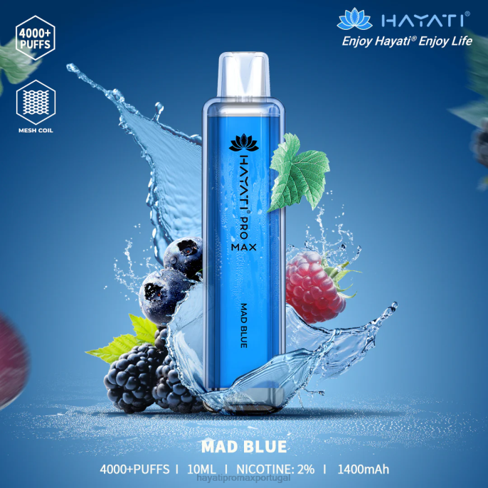 Hayati Pro Max descartável J4PV110 azul louco - Hayati Vape Near Me Hayati Pro Max descartável J4PV110 azul louco - Hayati Vape Near Me