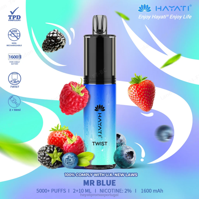 Hayati Twist descartável J4PV77 senhor azul - Hayati Vape Review Hayati Twist descartável J4PV77 senhor azul - Hayati Vape Review